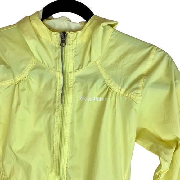 Columbia Rain Windbreaker Zip Jacket Pale Canary Yellow Girls Play Condition - Picture 4 of 13